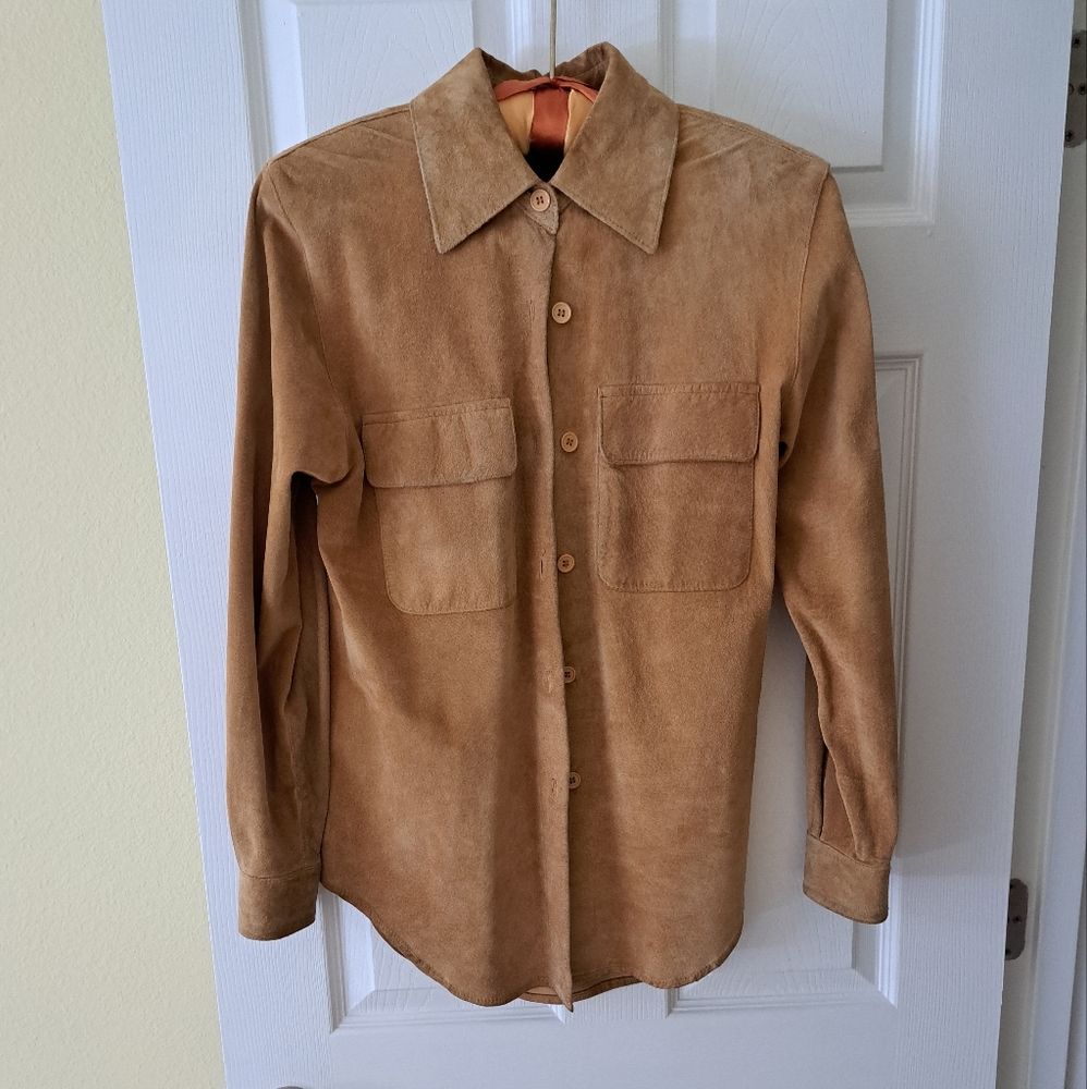 Etosha Genuine Suede Camel Color Shirt Jacket/Shacket